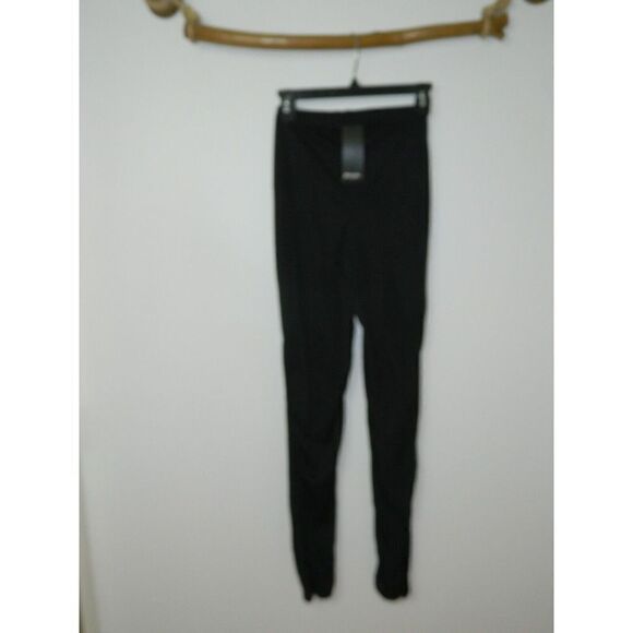 Nasty Gal Leggings  Black Ribbed‎  Split Hem Women's Pants Size US 4 - Picture 7 of 10